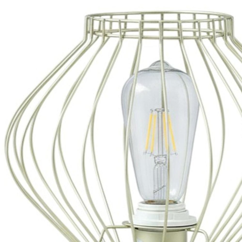 10" Gold Bedside Table Lamp With Gold Cage Shade HomeRoots