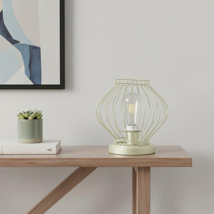 10" Gold Bedside Table Lamp With Gold Cage Shade HomeRoots