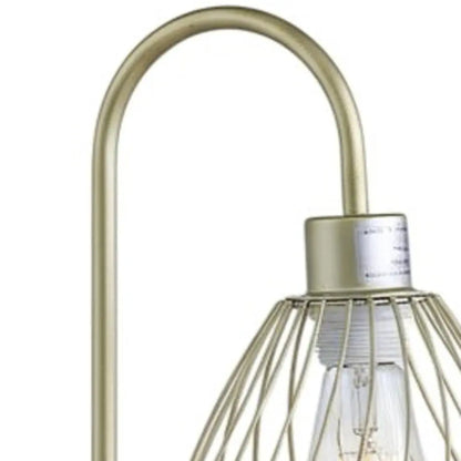 21" Gold Bedside Table Lamp With Gold Cage Shade HomeRoots