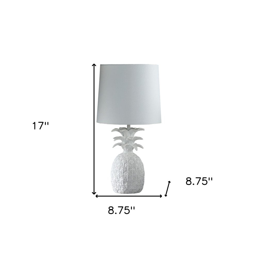 17" White Pineapple Table Lamp With Empire Shade HomeRoots
