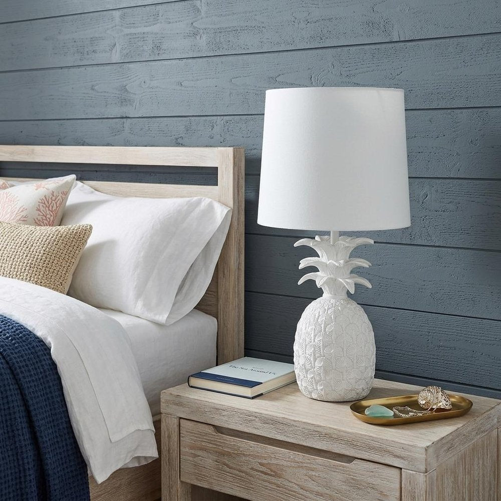 17" White Pineapple Table Lamp With Empire Shade HomeRoots