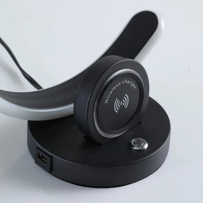 13" Black Contempo Shape LED  with USB Desk or Table Lamp HomeRoots