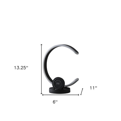 13" Black Contempo Shape LED  with USB Desk or Table Lamp HomeRoots