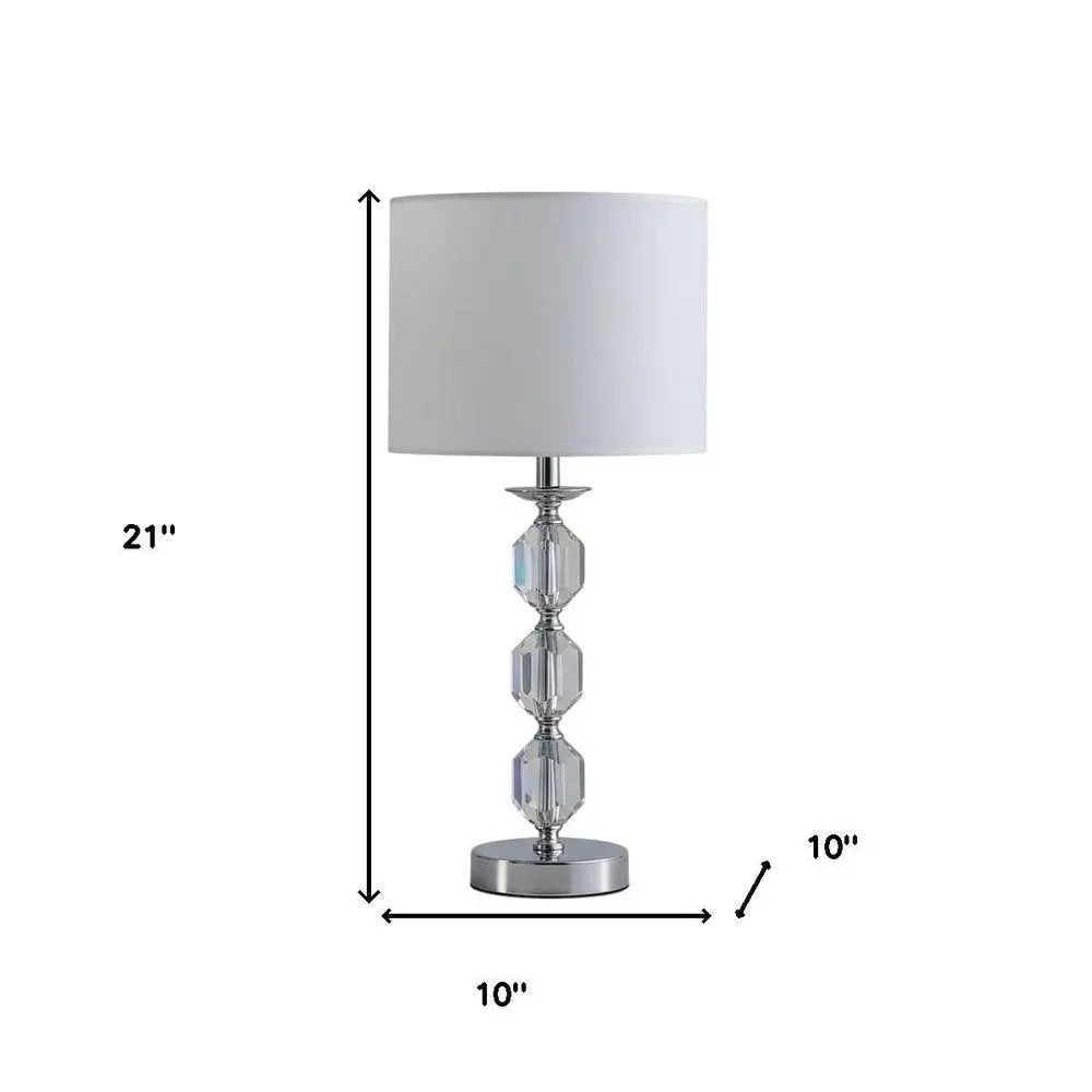 21" Silver Bedside Table Lamp With White Drum Shade HomeRoots
