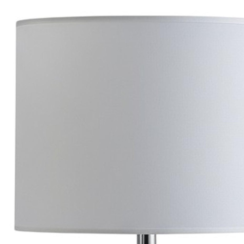 21" Silver Bedside Table Lamp With White Drum Shade HomeRoots