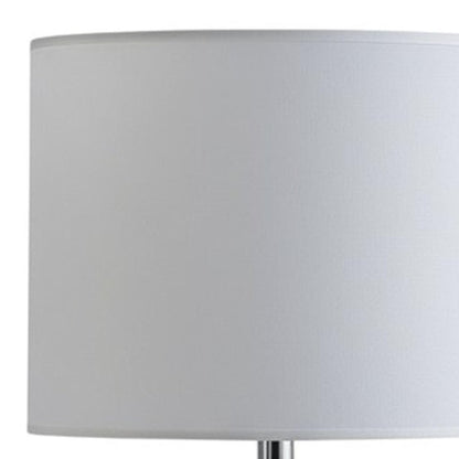 21" Silver Bedside Table Lamp With White Drum Shade HomeRoots