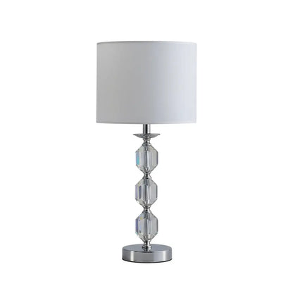 21" Silver Bedside Table Lamp With White Drum Shade HomeRoots