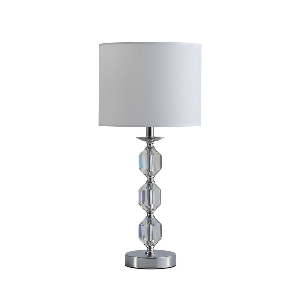 21" Silver Bedside Table Lamp With White Drum Shade HomeRoots