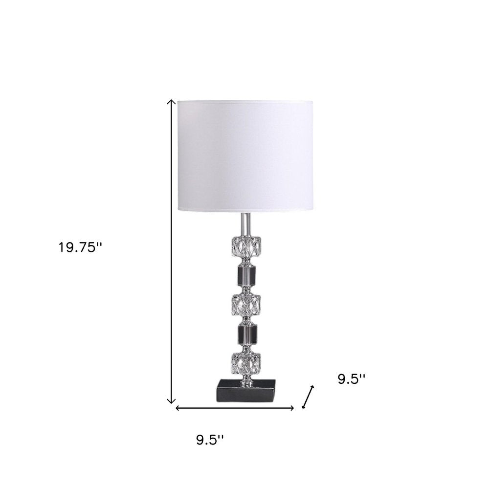 20" Silver Bedside Table Lamp With White Drum Shade — view 3