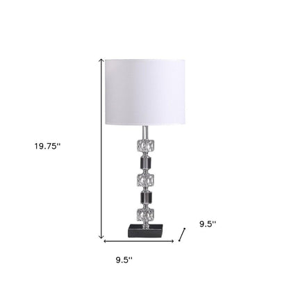 20" Silver Bedside Table Lamp With White Drum Shade HomeRoots