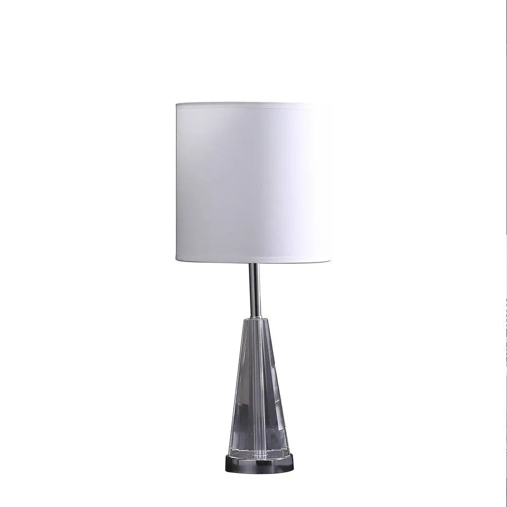 22" Silver Bedside Table Lamp With White Drum Shade HomeRoots