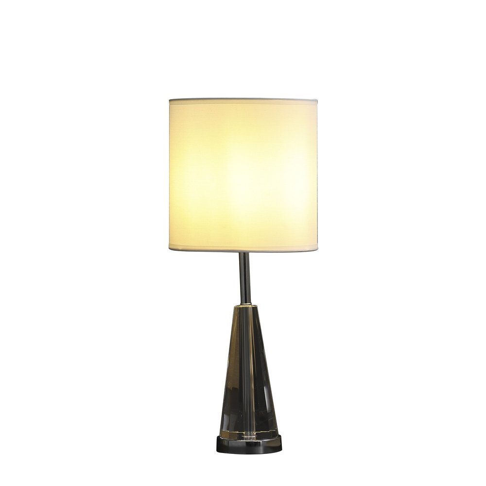 22" Silver Bedside Table Lamp With White Drum Shade — view 2