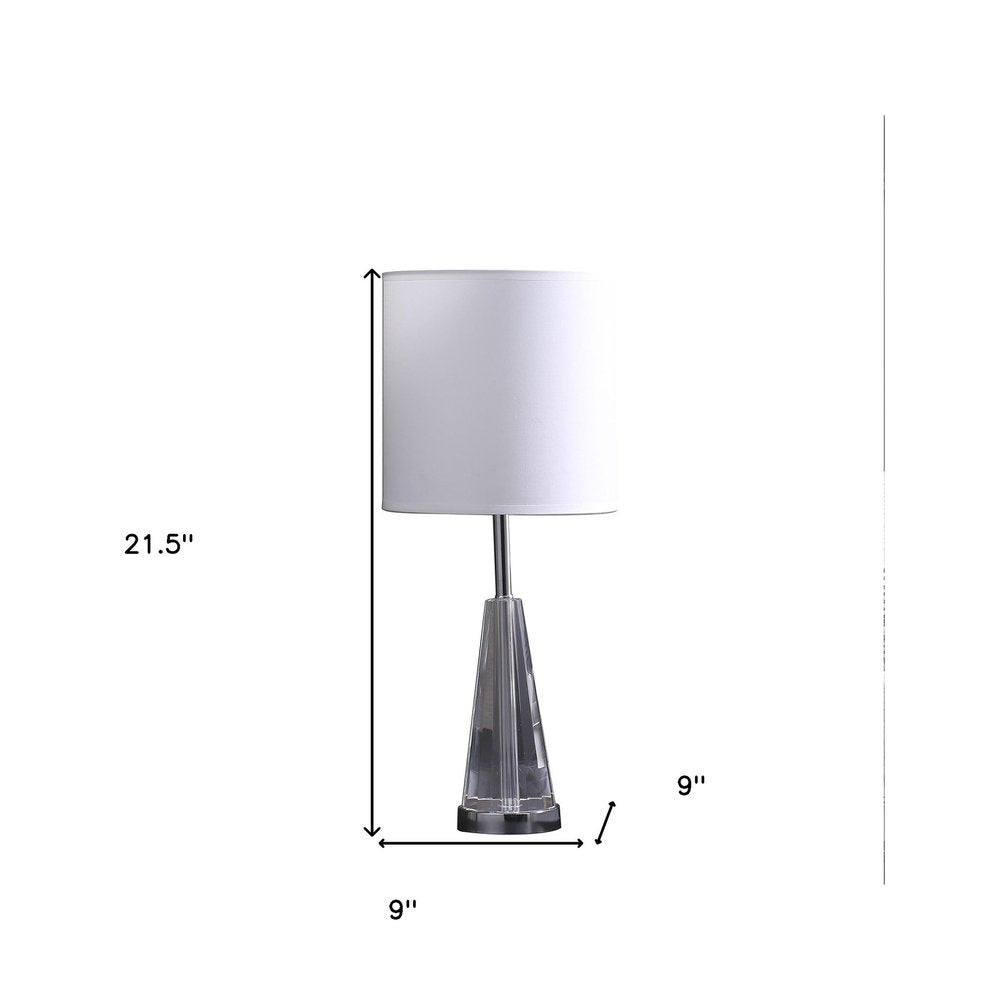 22" Silver Bedside Table Lamp With White Drum Shade — view 3