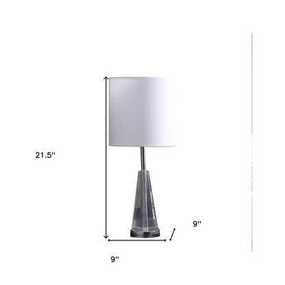 22" Silver Bedside Table Lamp With White Drum Shade HomeRoots