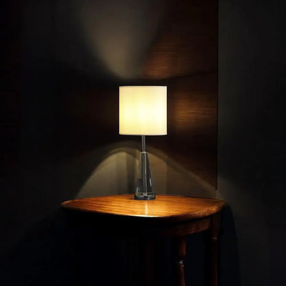 22" Silver Bedside Table Lamp With White Drum Shade HomeRoots