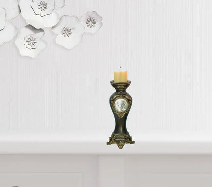 Set Of Two Bronze Greek Cameo Pillar Candle Holders HomeRoots