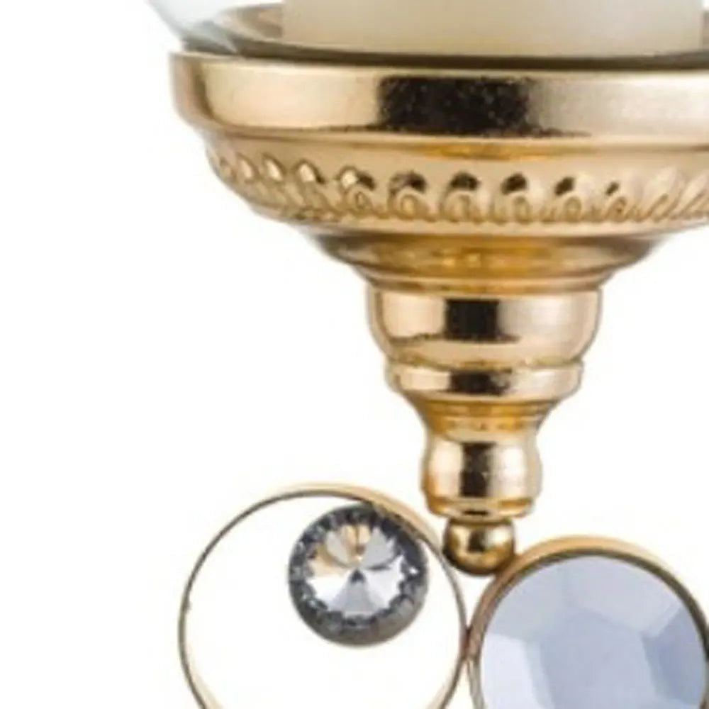 18" Gold and Faux Crystal Bling Tabletop Hurricane Candle Holder HomeRoots