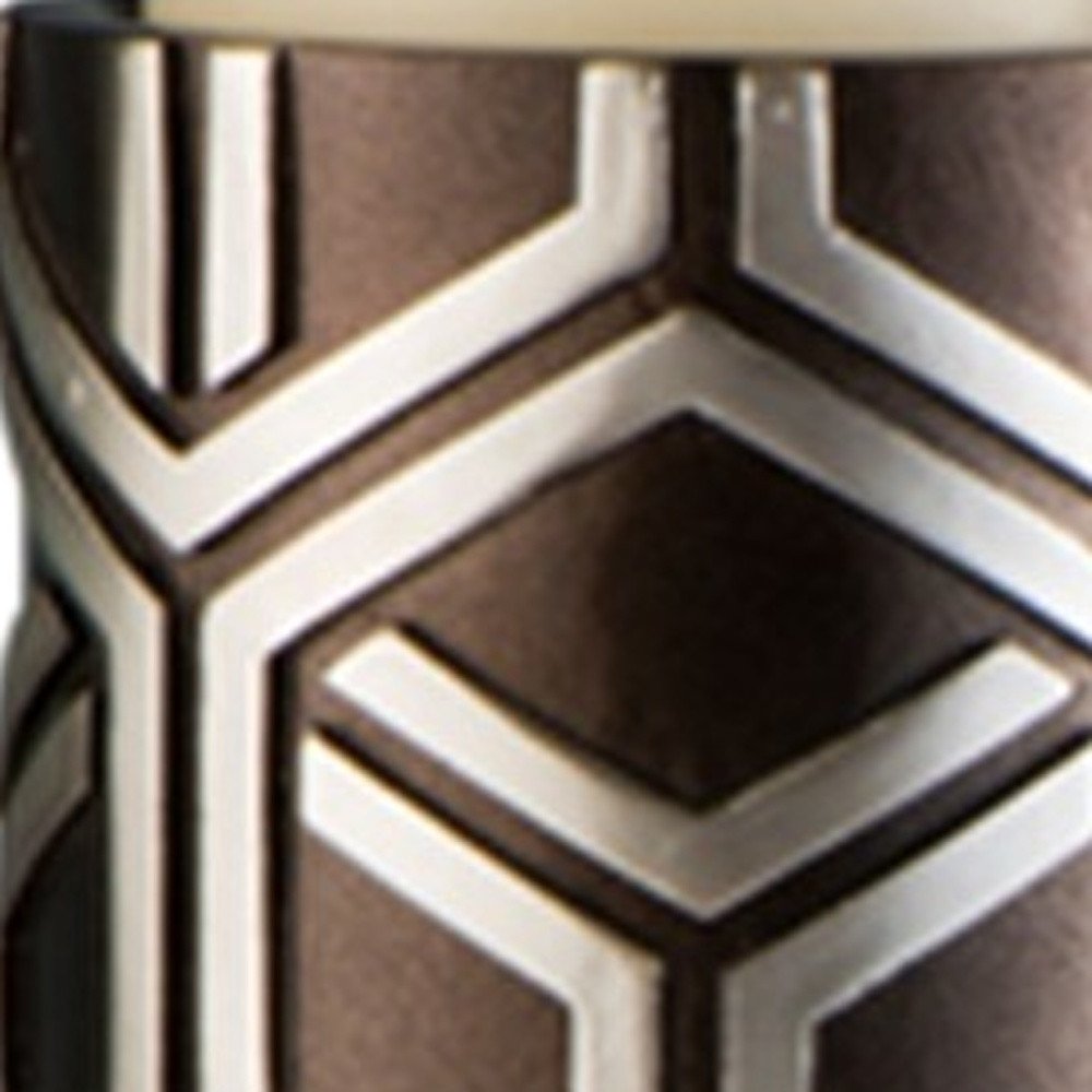Set Of Two Espresso and Silver Pillar Tabletop Pillar Candle Holders HomeRoots