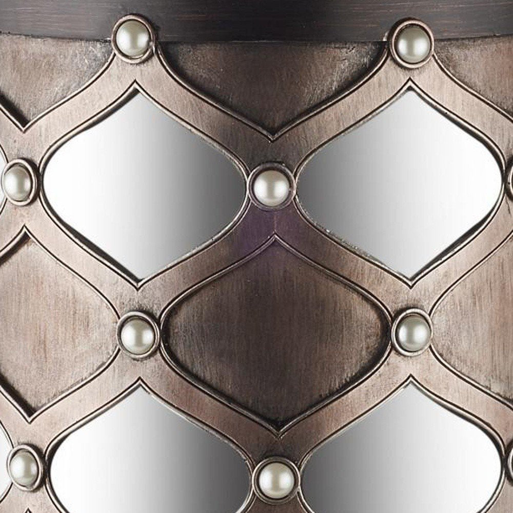 31" Bronze and Silver with Pearls Floor Hurricane Candle Holder — view 5