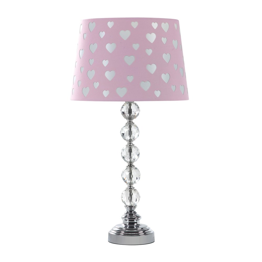 22" Crystal With Pink And White Dot Shade Table Lamp — view 1