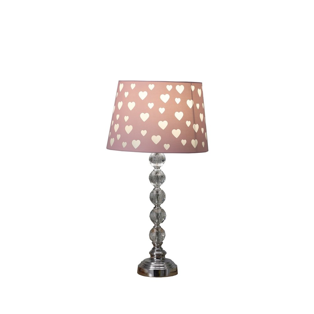 22" Crystal With Pink And White Dot Shade Table Lamp — view 2