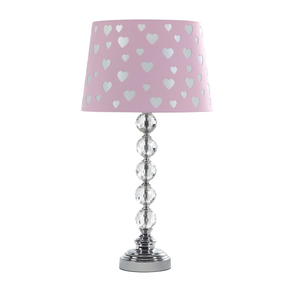 22" Crystal With Pink And White Dot Shade Table Lamp — view 3