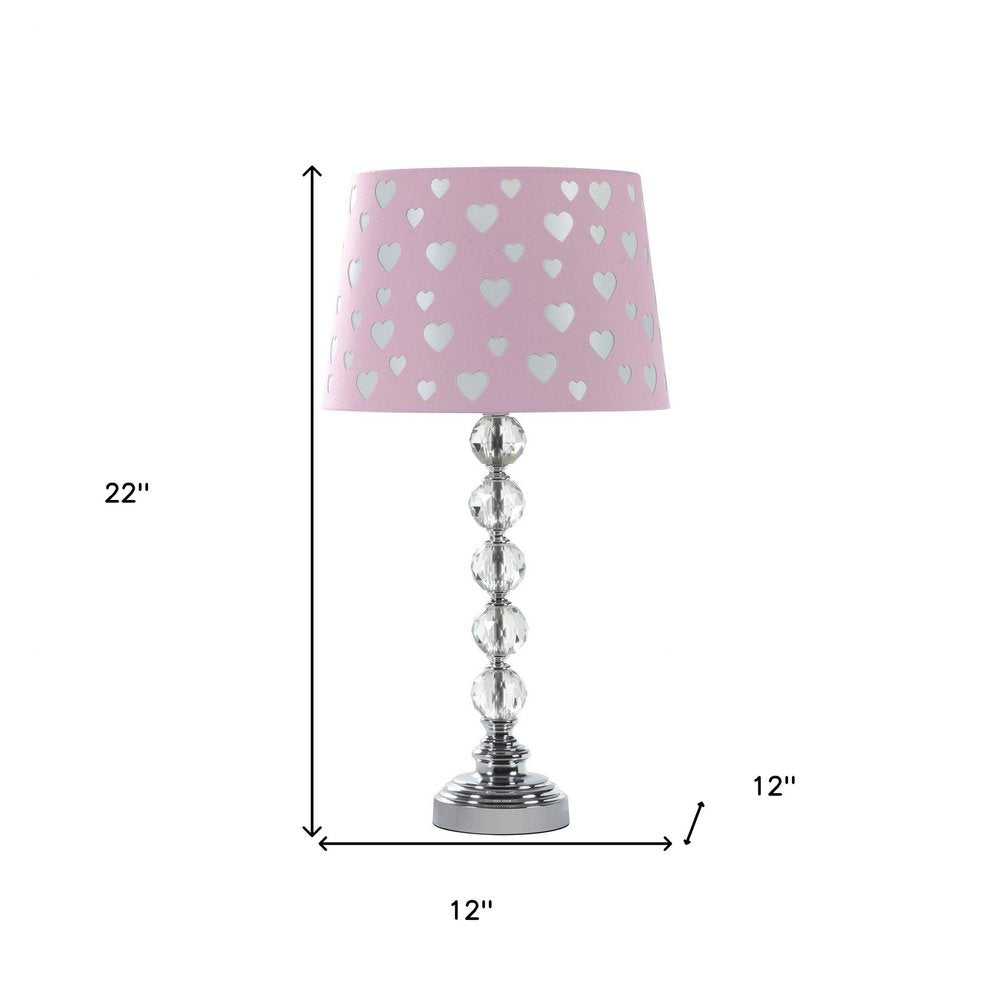 22" Crystal With Pink And White Dot Shade Table Lamp — view 6