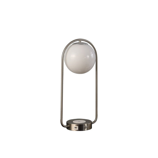 19" Silver Clip Globe USB Table Lamp HomeRoots