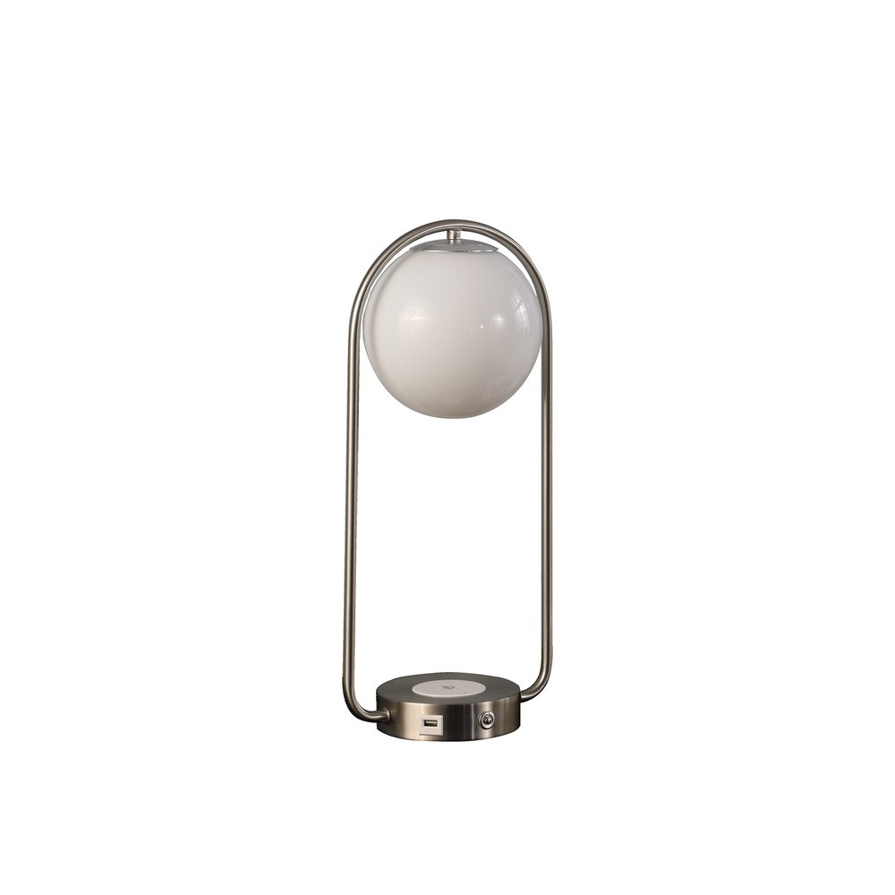 19" Silver Clip Globe USB Table Lamp HomeRoots