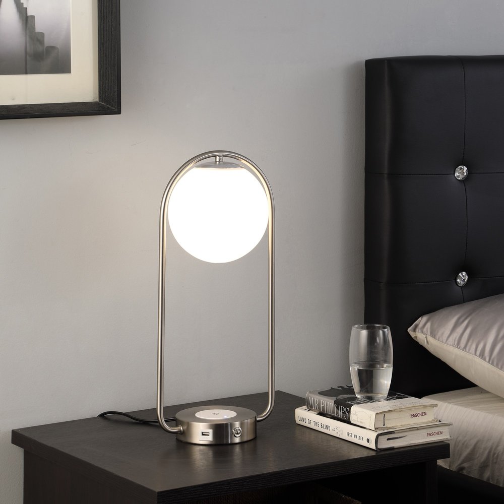 19" Silver Clip Globe USB Table Lamp HomeRoots