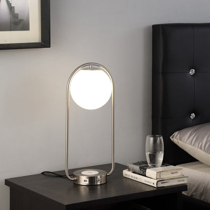 19" Silver Clip Globe USB Table Lamp HomeRoots