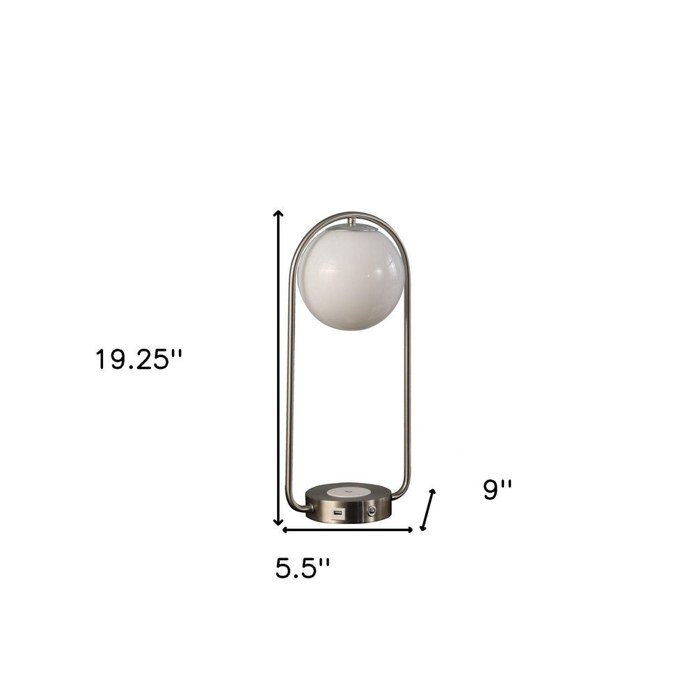 19" Silver Clip Globe USB Table Lamp HomeRoots