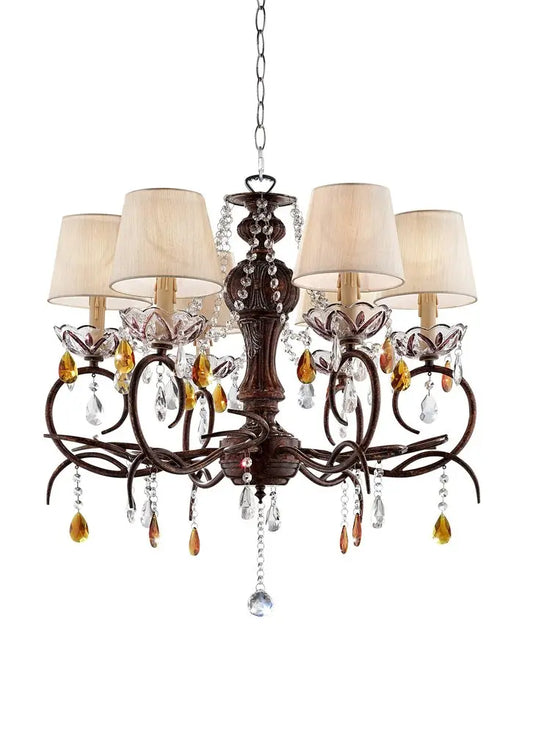 Burnished Bronze Hanging Ceiling Lamp with Clear and Amber Crystals HomeRoots