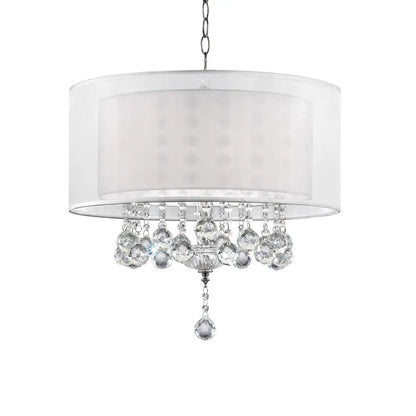 Chic Silver Ceiling Lamp with Crystal Accents and Silver Shade HomeRoots