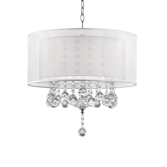 Chic Silver Ceiling Lamp with Crystal Accents and Silver Shade HomeRoots