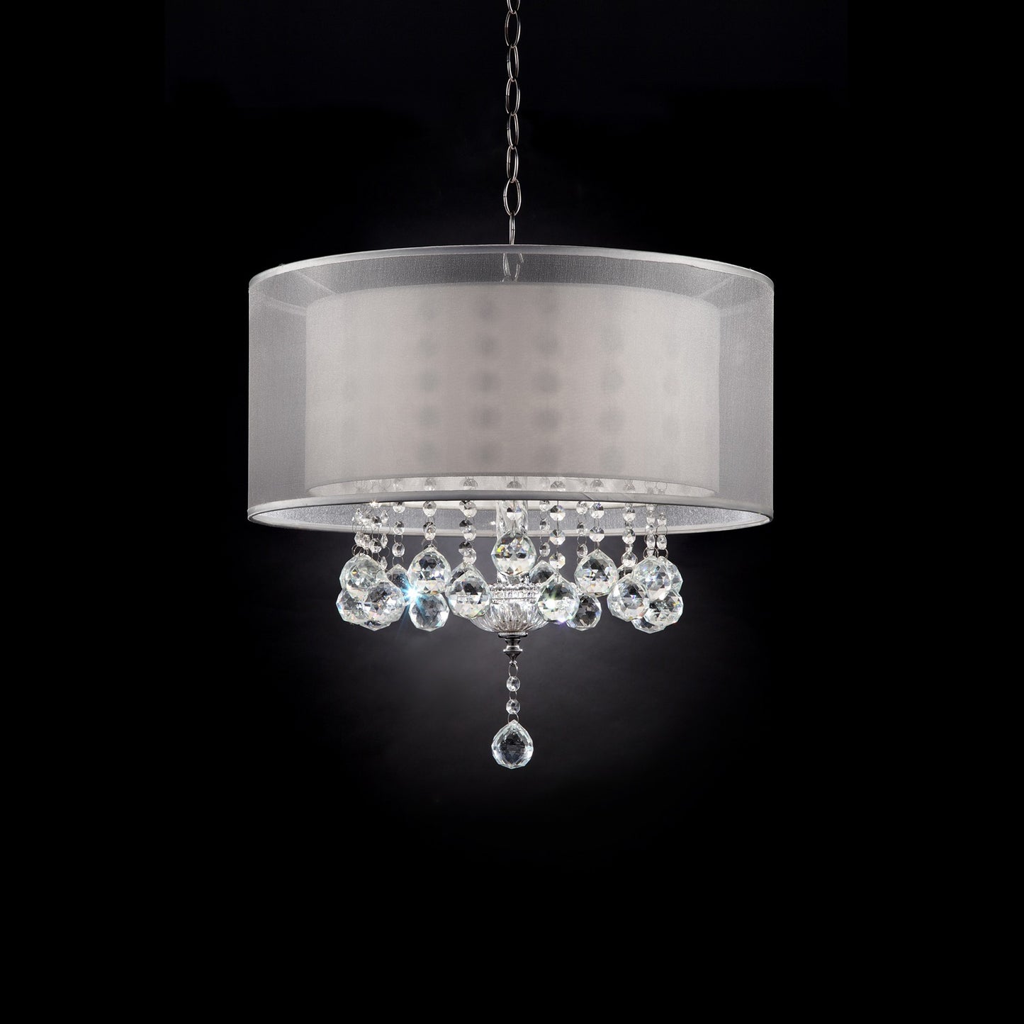 Chic Silver Ceiling Lamp with Crystal Accents and Silver Shade