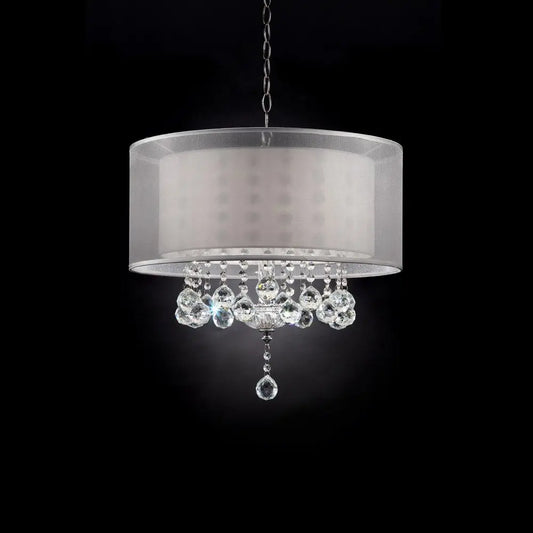 Chic Silver Ceiling Lamp with Crystal Accents and Silver Shade HomeRoots