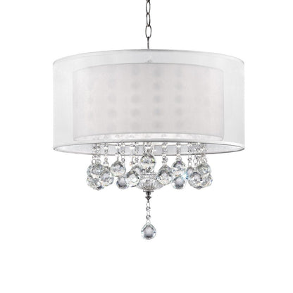 Chic Silver Ceiling Lamp with Crystal Accents and Silver Shade HomeRoots