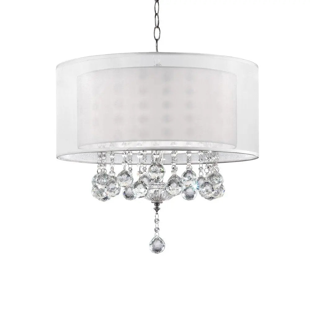 Chic Silver Ceiling Lamp with Crystal Accents and Silver Shade HomeRoots