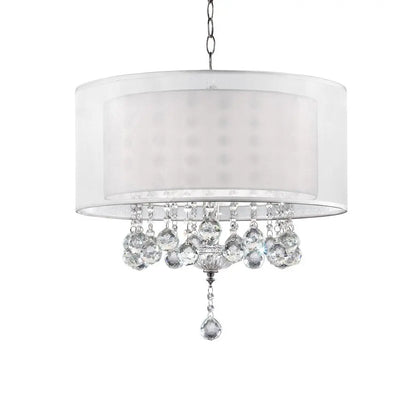 Chic Silver Ceiling Lamp with Crystal Accents and Silver Shade HomeRoots