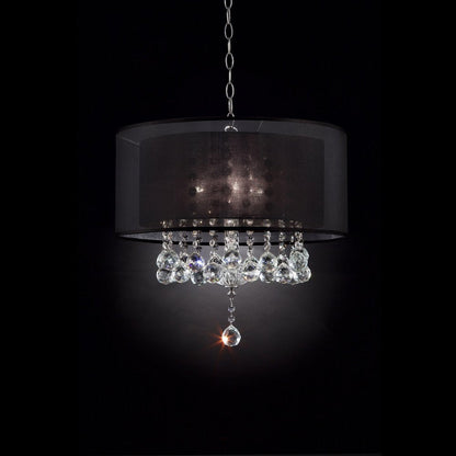 Contempo Silver Ceiling Lamp with Black Shade and Crystal Accents HomeRoots