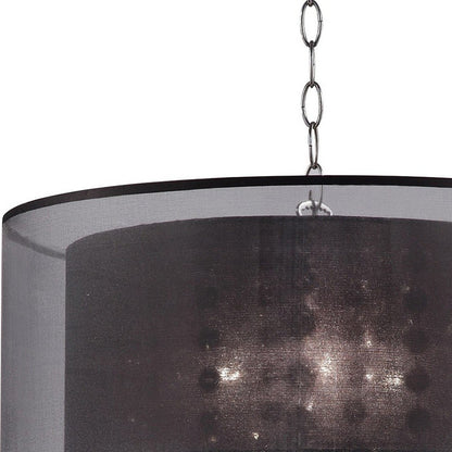 Contempo Silver Ceiling Lamp with Black Shade and Crystal Accents