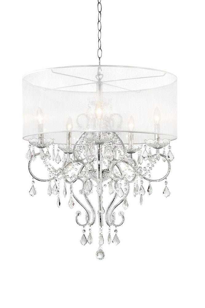 Glam Silver Faux Crystal Hanging Celing Lamp with See Thru Shade — view 3