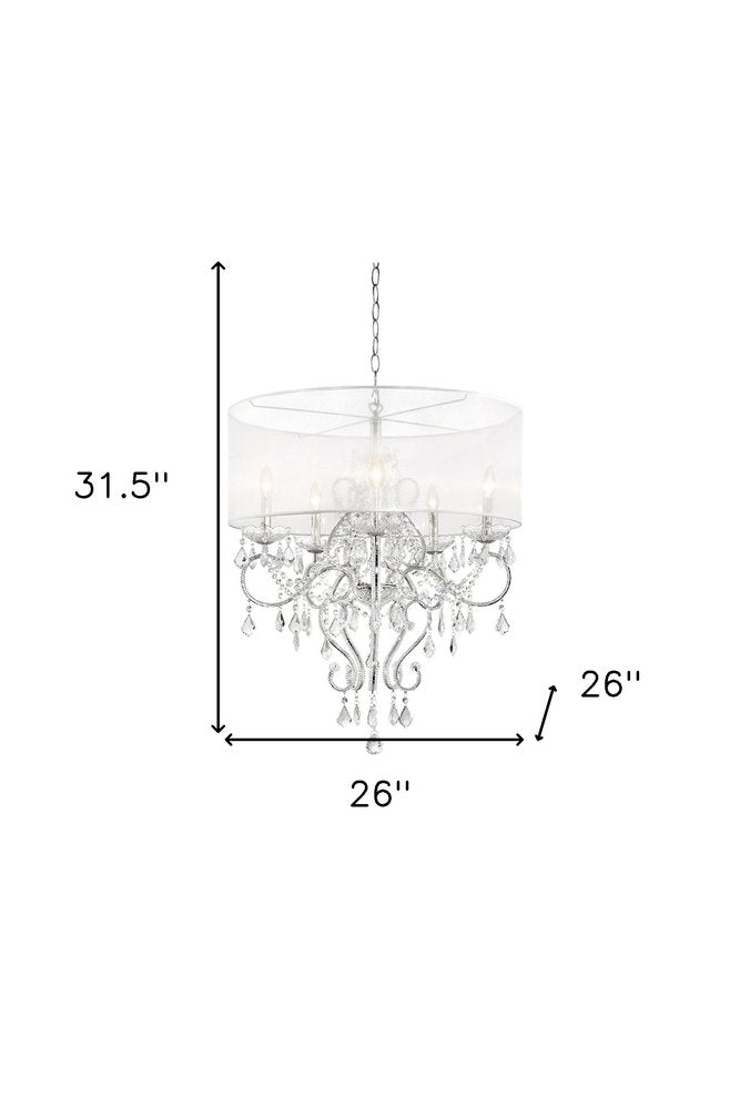 Glam Silver Faux Crystal Hanging Celing Lamp with See Thru Shade — view 4