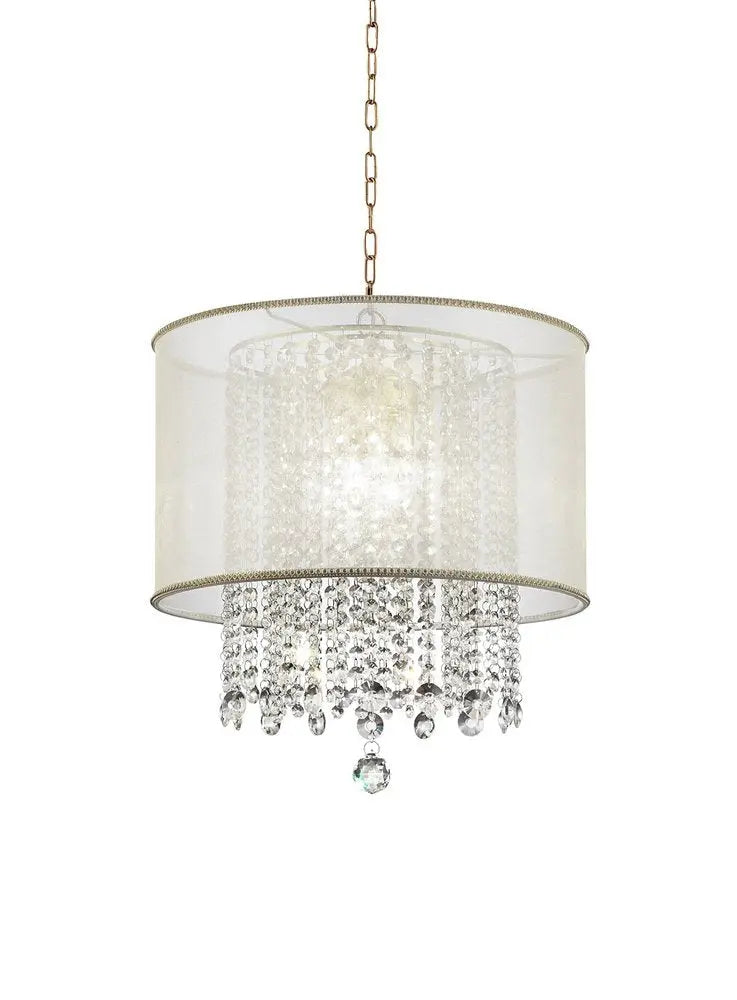 Primo Gold Finish Ceiling Lamp with Crystal Accents and White Shade HomeRoots