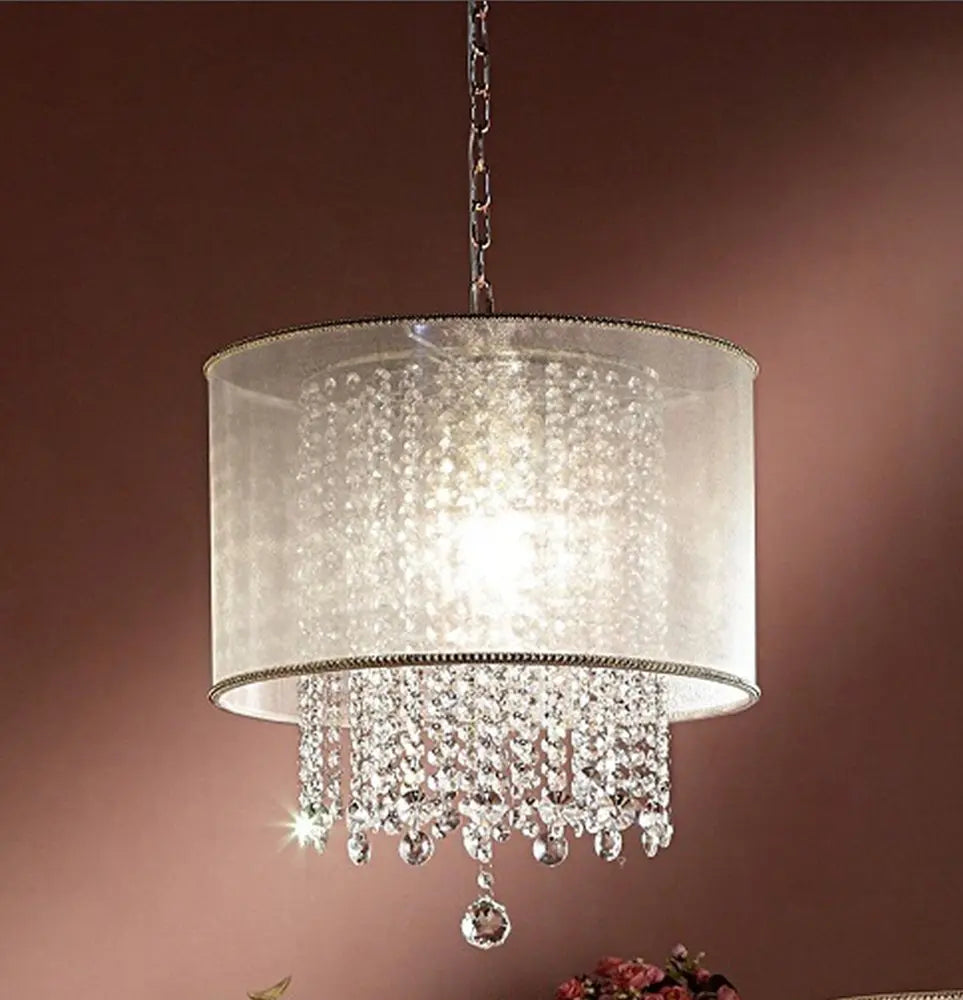Primo Gold Finish Ceiling Lamp with Crystal Accents and White Shade HomeRoots