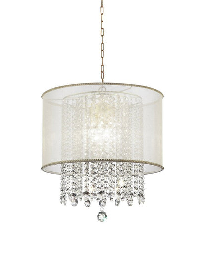 Primo Gold Finish Ceiling Lamp with Crystal Accents and White Shade HomeRoots