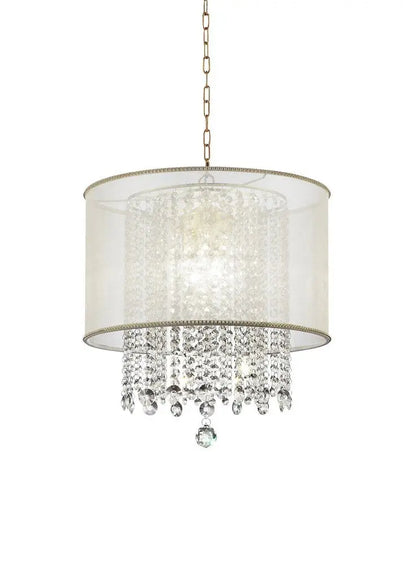 Primo Gold Finish Ceiling Lamp with Crystal Accents and White Shade HomeRoots