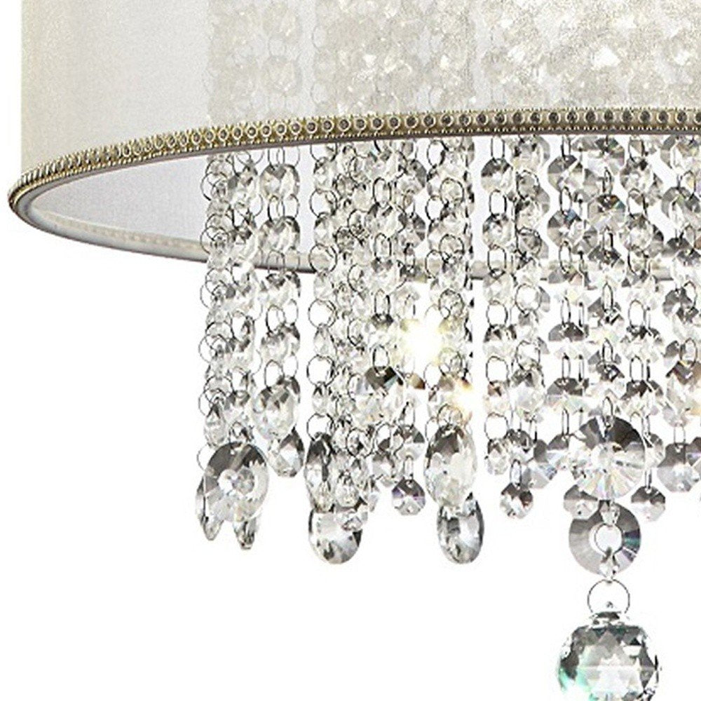 Primo Gold Finish Ceiling Lamp with Crystal Accents and White Shade HomeRoots