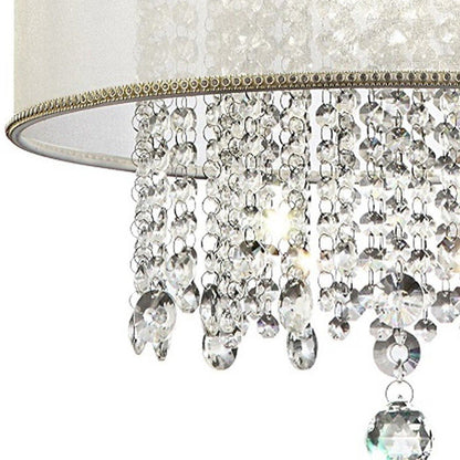 Primo Gold Finish Ceiling Lamp with Crystal Accents and White Shade HomeRoots
